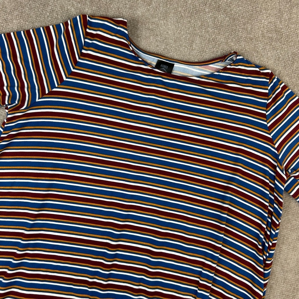 Agnes & Dora T-Shirt Dress Womens Large Multicolor Striped Stretch Flared Hem